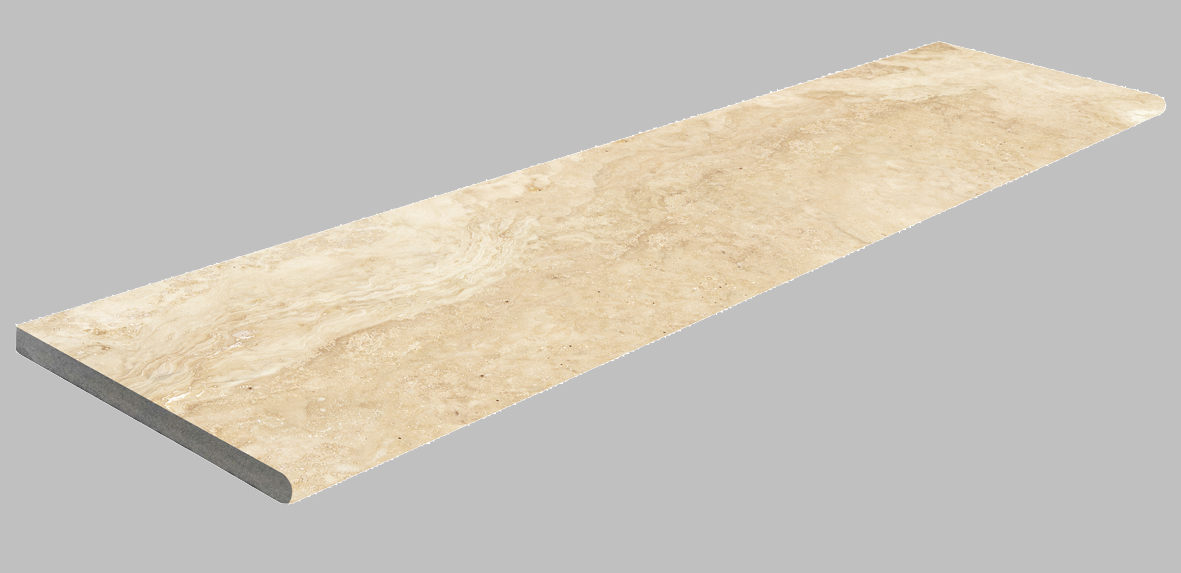 TRAVERTINE BEIGE EXTERNAL BULLNOSE COPING 300X1200X20mm