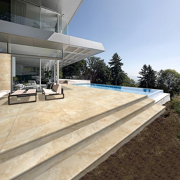 TRAVERTINE IVORY EXTERNAL BULLNOSE COPING 300X1200X20