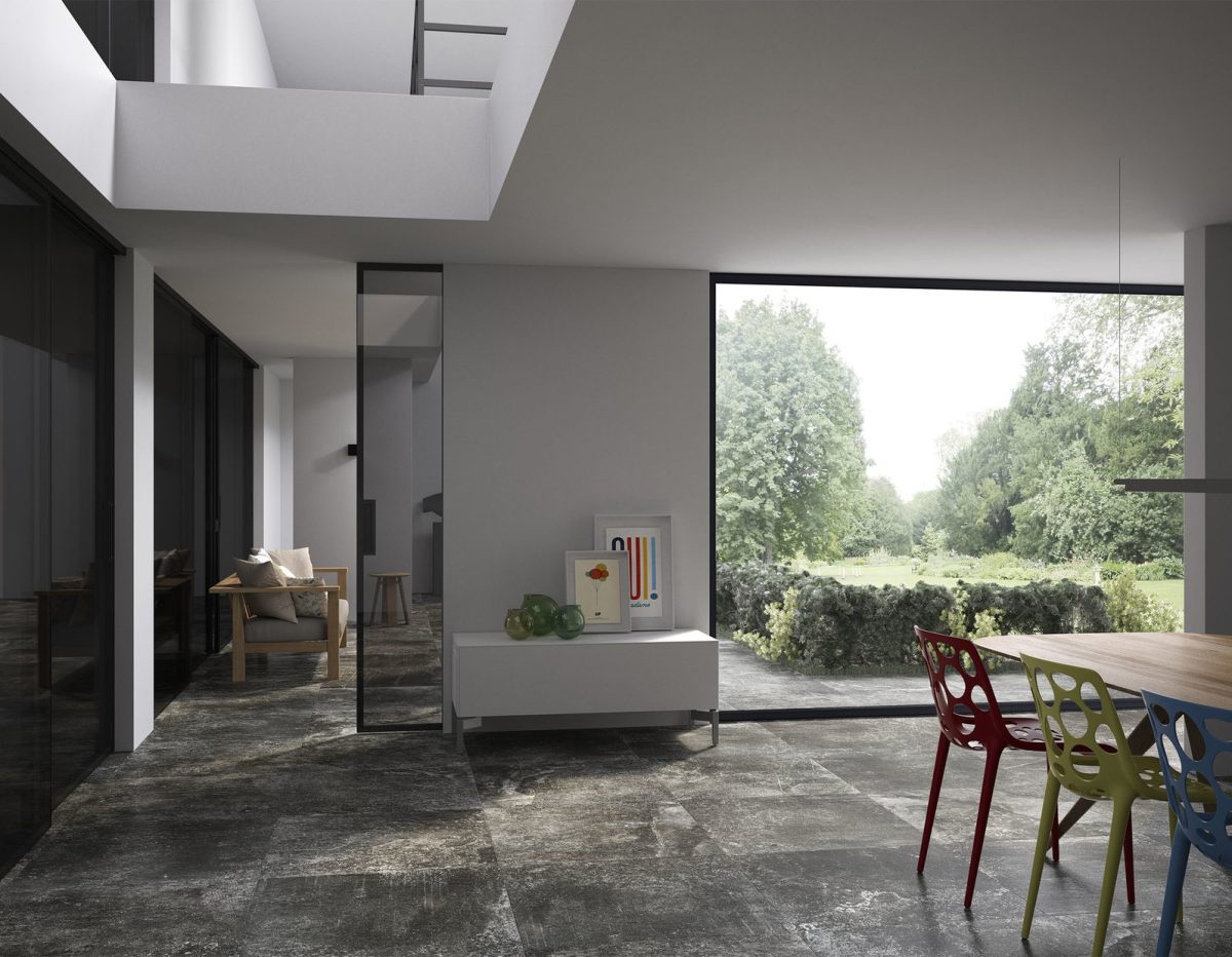 FUSION STONE DARK GREY LAPPATO TILE 600x600mm