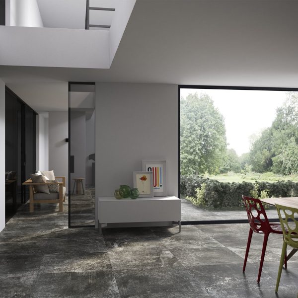 FUSION STONE DARK GREY LAPPATO TILE 600x600mm