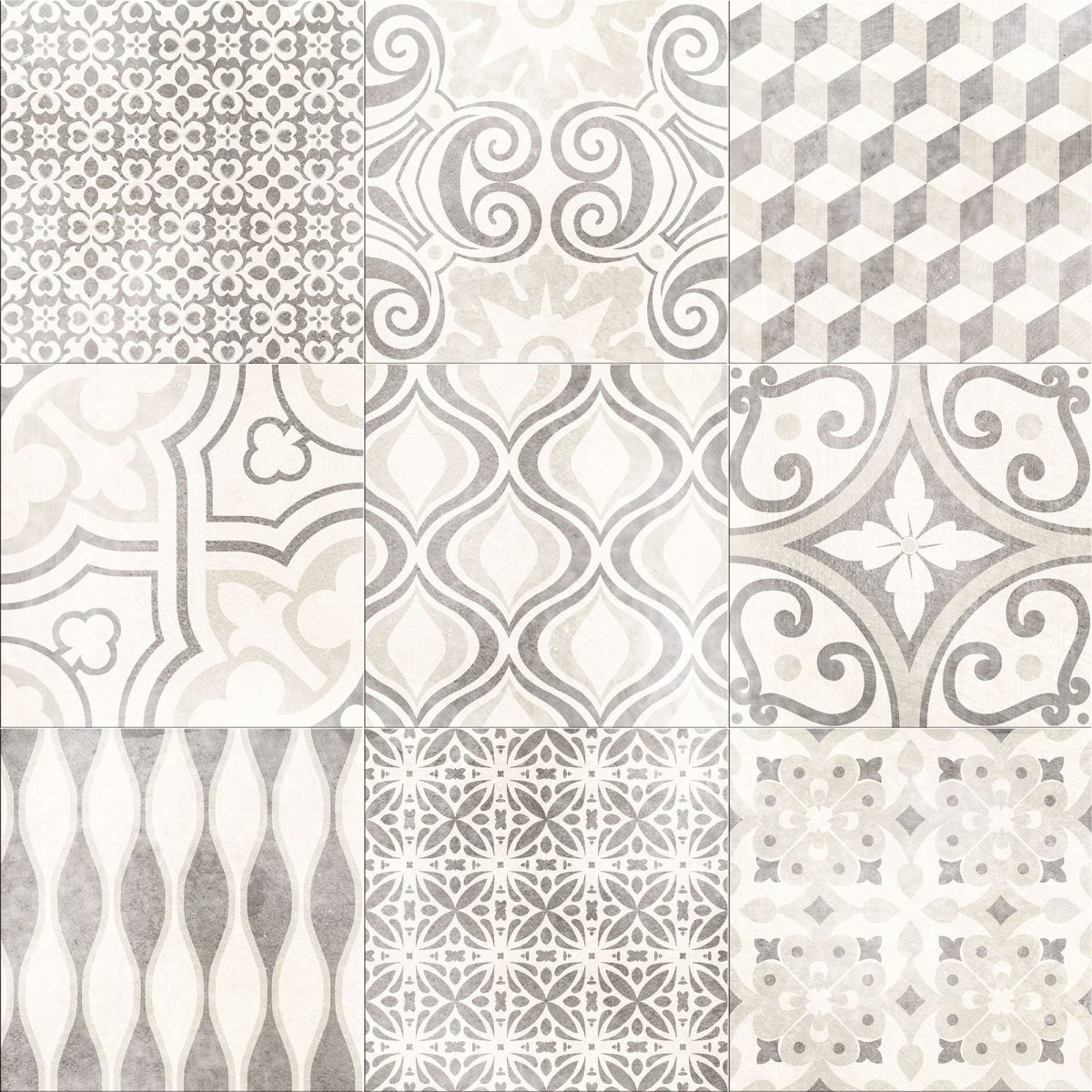 MONACO WHITE/BLACK MATT TILE 300x300mm