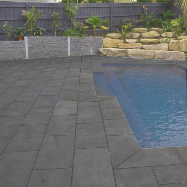 RIVER STONE DARK GREY EXTERNAL BULLNOSE TILE 300x600mmx20mm