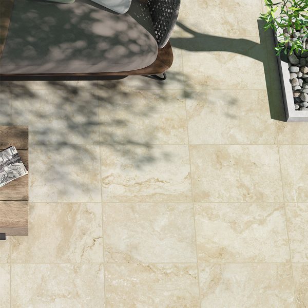 TRAVERTINE IVORY EXTERNAL TILE PAVER 400x600mmx20mm