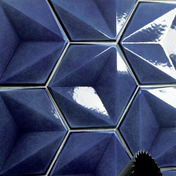 CHROMA HEX BLU GLOSS TILE 150x173mm