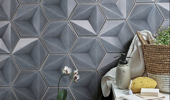 CHROMA HEX GRIGIO GLOSS TILE 150x173mm