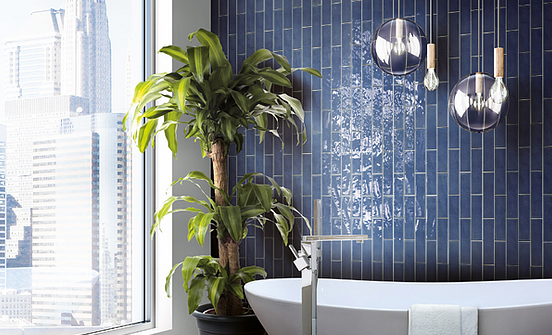 CHROMA BRICK BLU GLOSS TILE 76X300mm