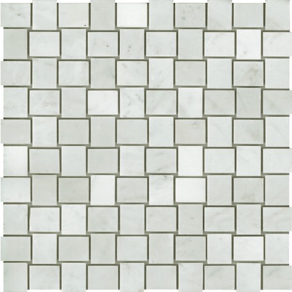 BASKET WEAVE CARRARA HONED MOSAIC TILE 26x32mm