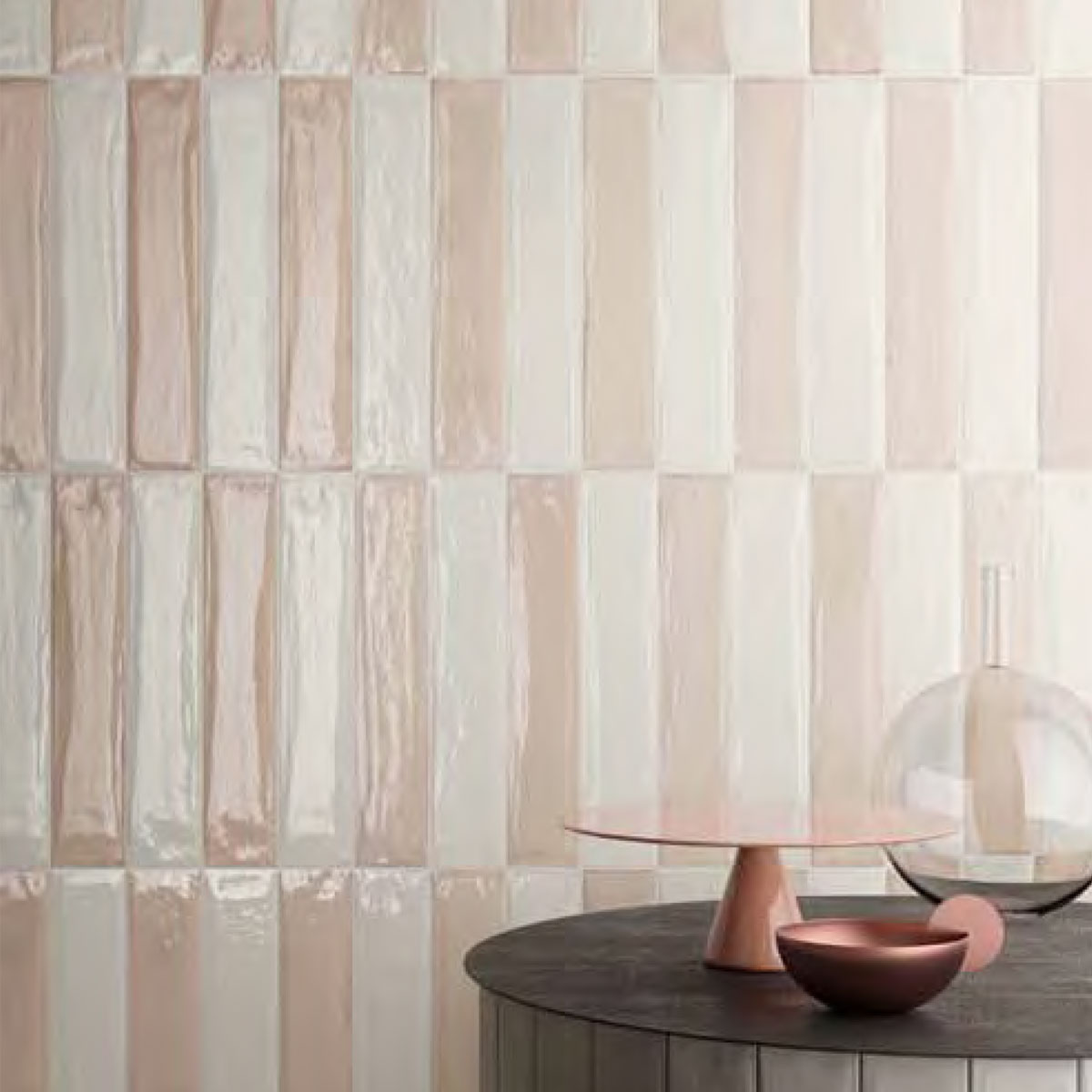 FRAGMENT BRICK ROSA WALLS GLOSS TILE 75X400mm
