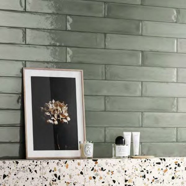 FRAGMENT BRICK VERDE ACQUA WALLS GLOSS TILE 75X400mm