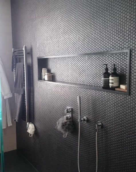 PENNY ROUNDS BLACK GLOSS MOSAIC TILE 294x315mm