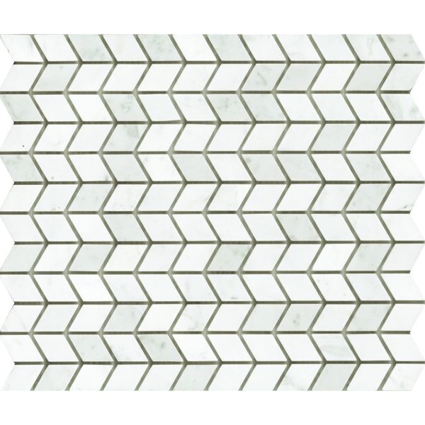 RHOMBOID CHEVRON CARRARA HONED MOSAIC TILE 305×305mm