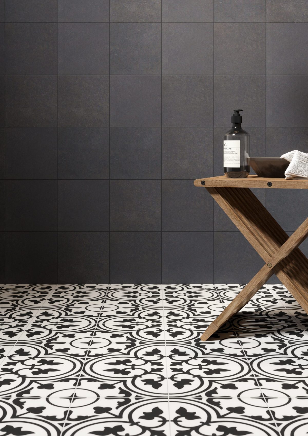 UNICOM REVERIE DECOR 1 BLACK AND WHITE TILE 200×200mm