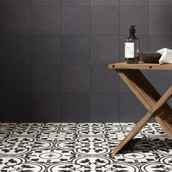 UNICOM REVERIE DECOR 1 BLACK AND WHITE TILE 200×200mm