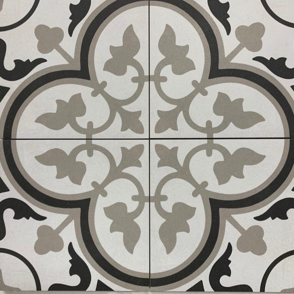 UNICOM REVERIE DECOR 6 TAUPE BLACK AND WHITE TILE 200X200mm