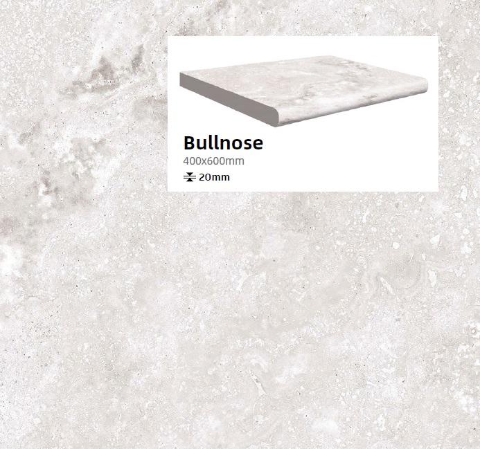 CERAVIVA TIVOLI BIANCO BULLNOSE TILE 400X600X20mm