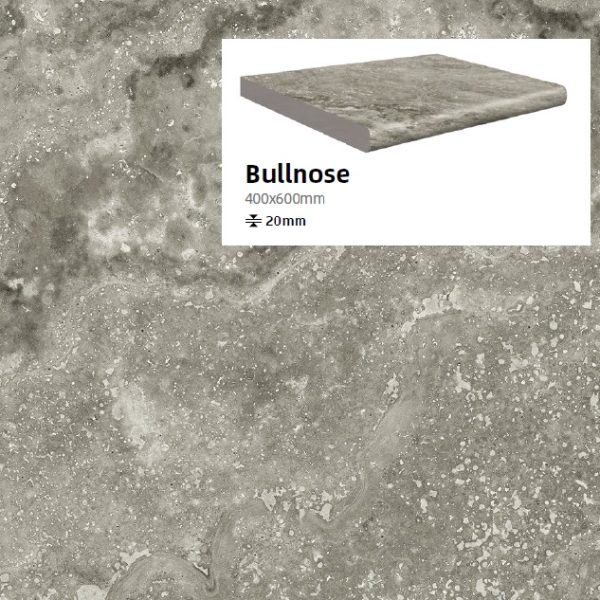 TIVOLI SILVER BULLNOSE TILE 400X600X20mm