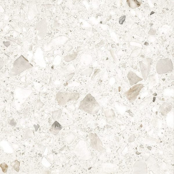 TERRAZZO STONE MARSHMALLOW MATT TILE 600x600mm