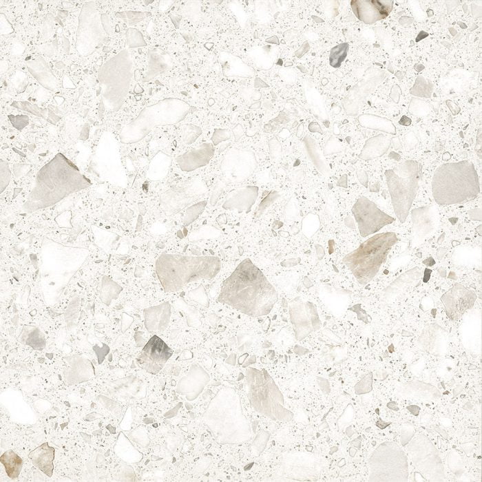 TERRAZZO STONE MARSHMALLOW MATT TILE 600x600mm