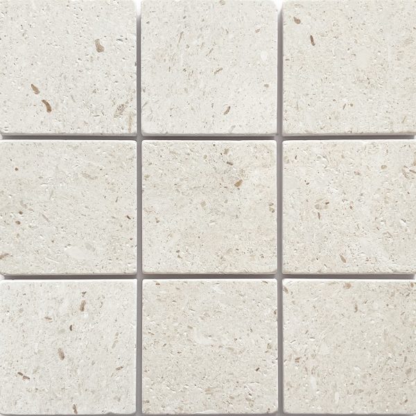 APOLLO WHITE LIMESTONE TUMBLED TILE 100X100mm