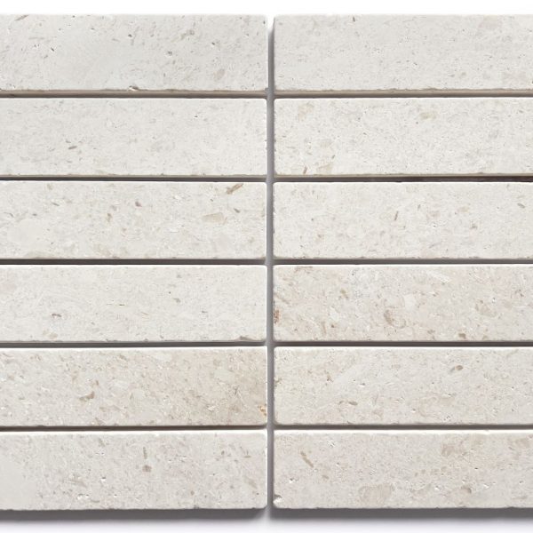 APOLLO WHITE LIMESTONE TUMBLED TILE 50X200mm