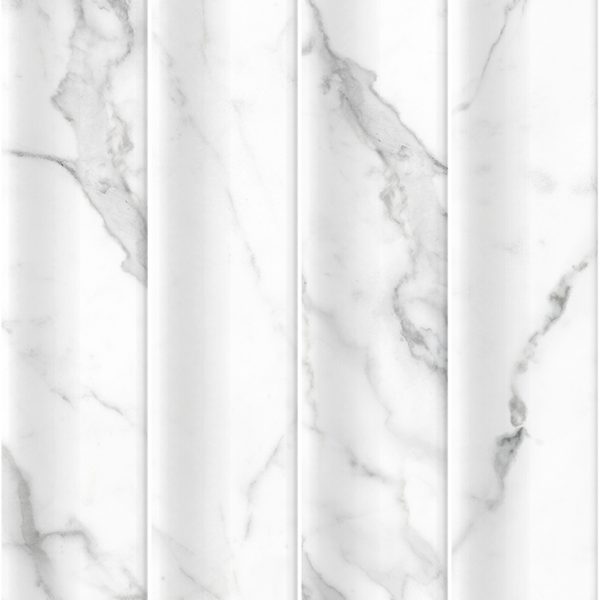 AMICI CALACATTA WHITE CONCAVE SUBWAY SATIN TILE 50X300mm