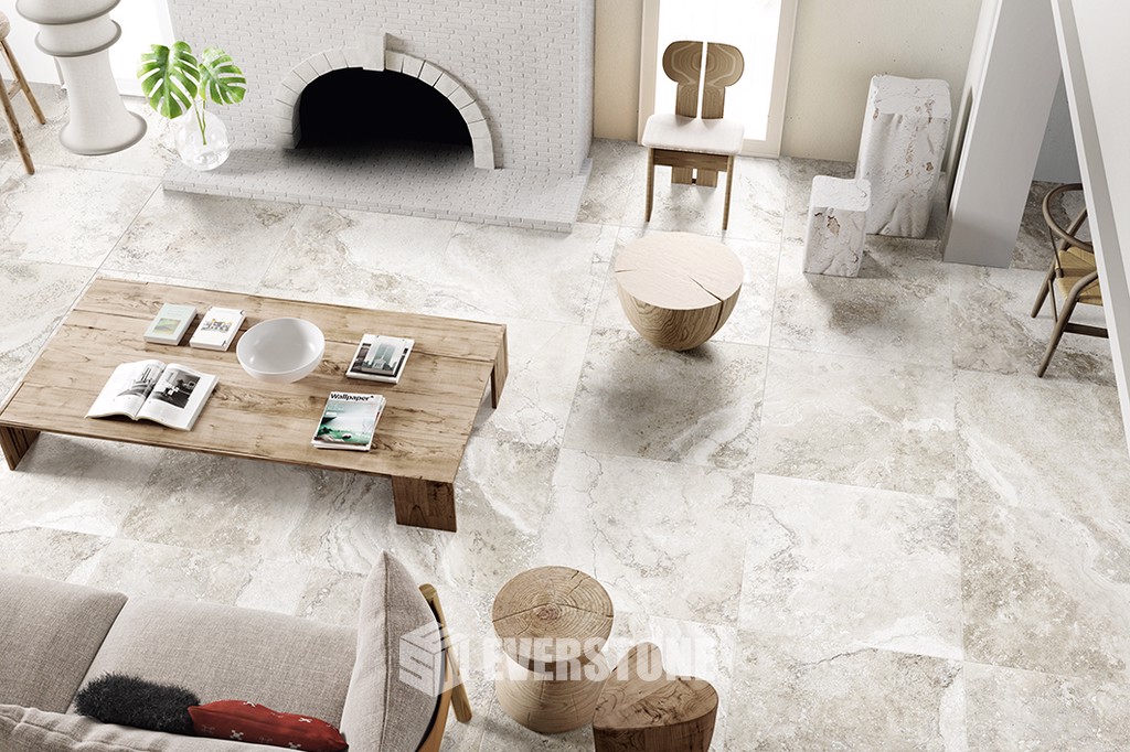 Stoneage 3D Travertine Argento Natural Tile 600X600mm
