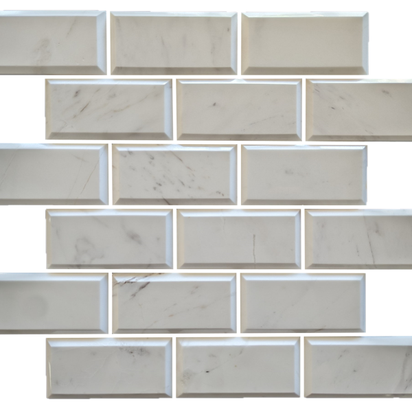 CALACATTA BRICK BEVELLED POLISHED MOSAIC 298mmx298mm