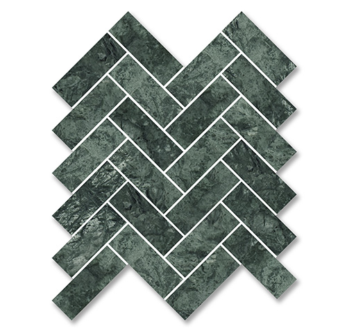 Marble Mosaic Verde Alpi Brick Wave Honed 98×35mm