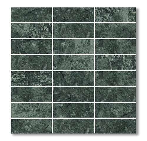 Marble Mosaic Verde Alpi Stack Bond Honed 98×35mm