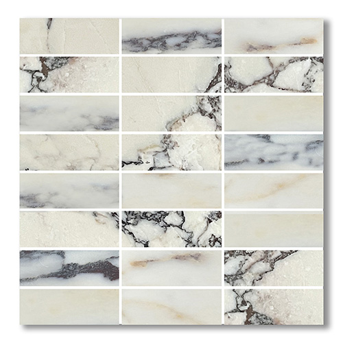 Marble Mosaic Viola Stack Bond Honed 98×35mm